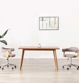 VidaXL Eetkamerstoelen 2 st draaibaar gebogen hout en stof taupe