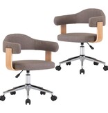 VidaXL Eetkamerstoelen 2 st draaibaar gebogen hout en stof taupe