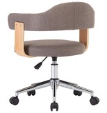 VidaXL Eetkamerstoelen 2 st draaibaar gebogen hout en stof taupe