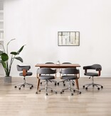 VidaXL Eetkamerstoelen 6 st draaibaar gebogen hout en stof grijs
