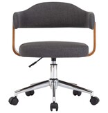 VidaXL Eetkamerstoelen 6 st draaibaar gebogen hout en stof grijs