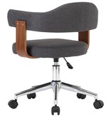 VidaXL Eetkamerstoelen 6 st draaibaar gebogen hout en stof grijs