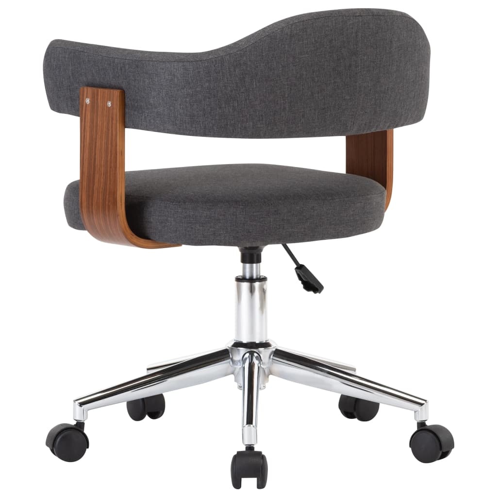 VidaXL Eetkamerstoelen 6 st draaibaar gebogen hout en stof grijs