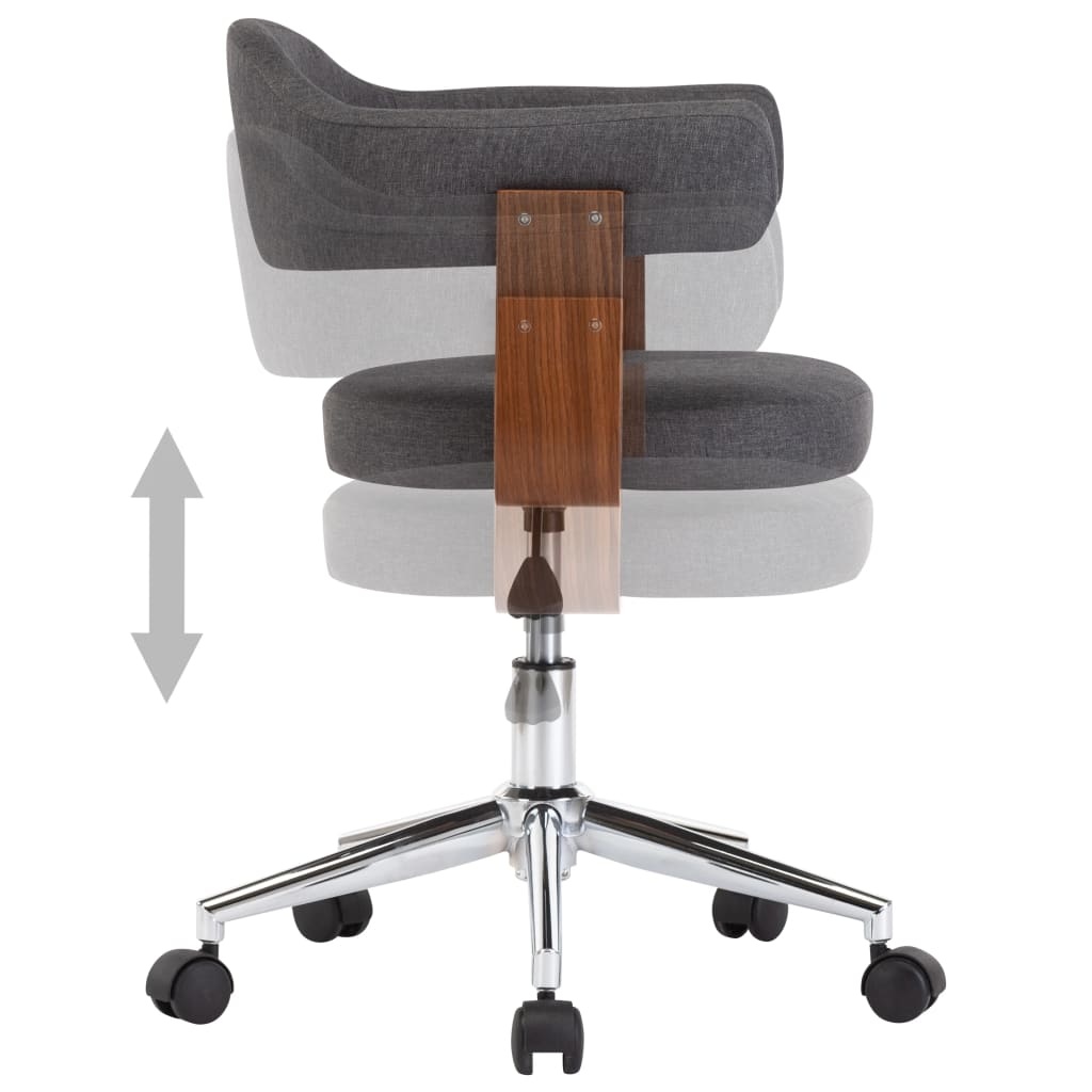 VidaXL Eetkamerstoelen 6 st draaibaar gebogen hout en stof grijs