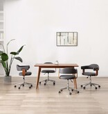 VidaXL Eetkamerstoelen 4 st draaibaar gebogen hout en stof grijs