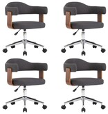 VidaXL Eetkamerstoelen 4 st draaibaar gebogen hout en stof grijs