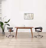 VidaXL Eetkamerstoelen 2 st draaibaar gebogen hout en stof grijs