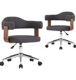 VidaXL Eetkamerstoelen 2 st draaibaar gebogen hout en stof grijs