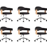 VidaXL Eetkamerstoelen draaibaar 6 st kunstleer zwart