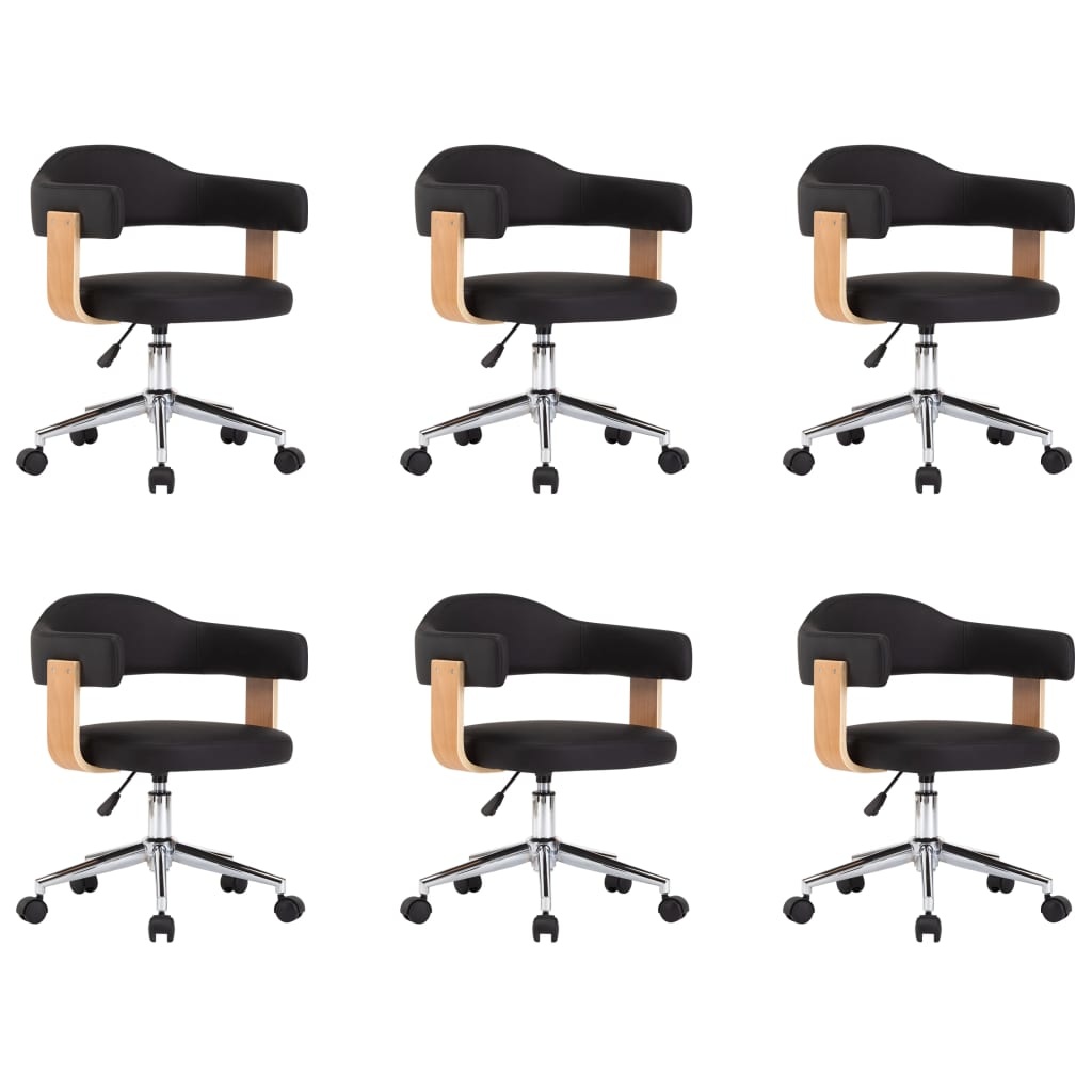 VidaXL Eetkamerstoelen draaibaar 6 st kunstleer zwart