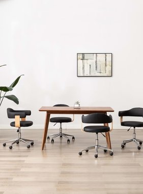 VidaXL Eetkamerstoelen draaibaar 4 st kunstleer zwart