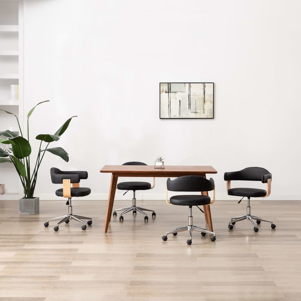 VidaXL Eetkamerstoelen draaibaar 4 st kunstleer zwart