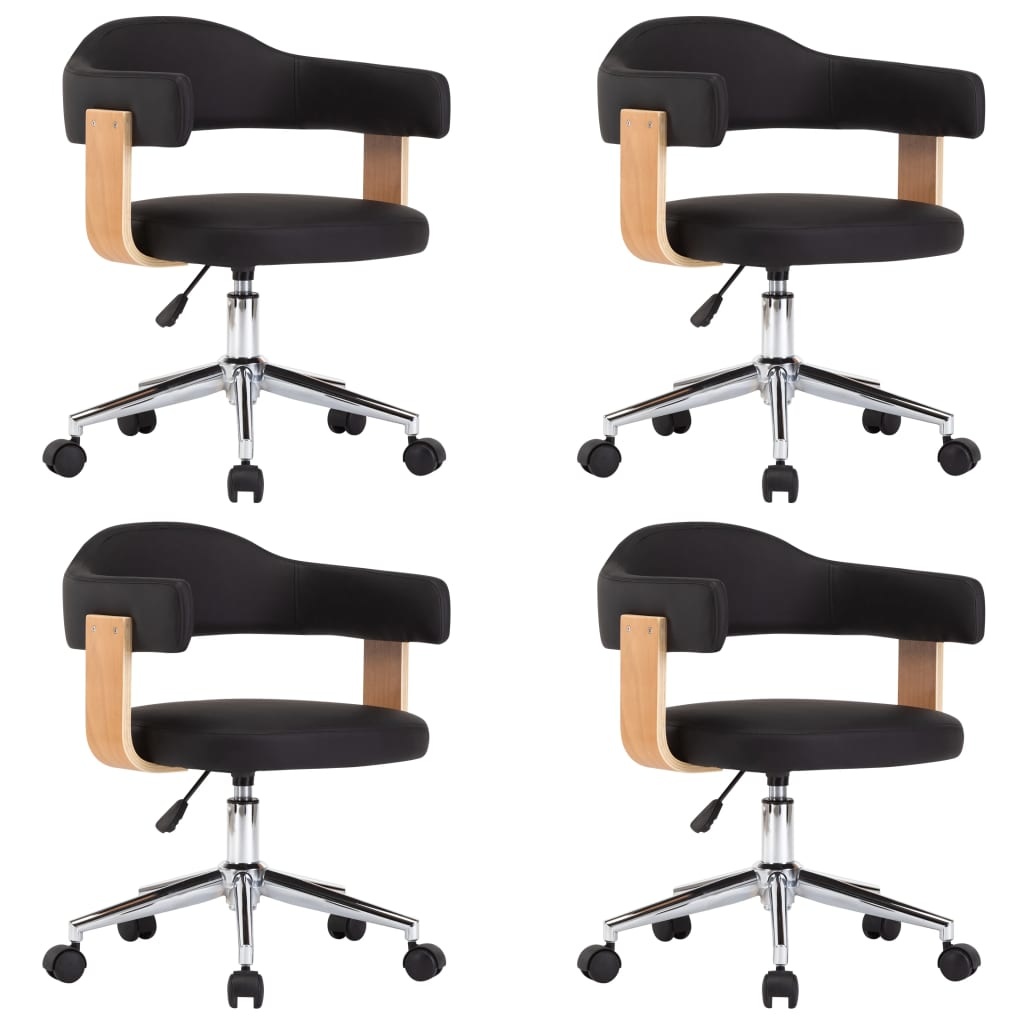 VidaXL Eetkamerstoelen draaibaar 4 st kunstleer zwart