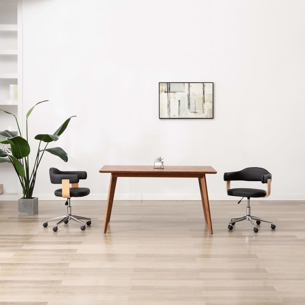 VidaXL Eetkamerstoelen draaibaar 2 st kunstleer zwart
