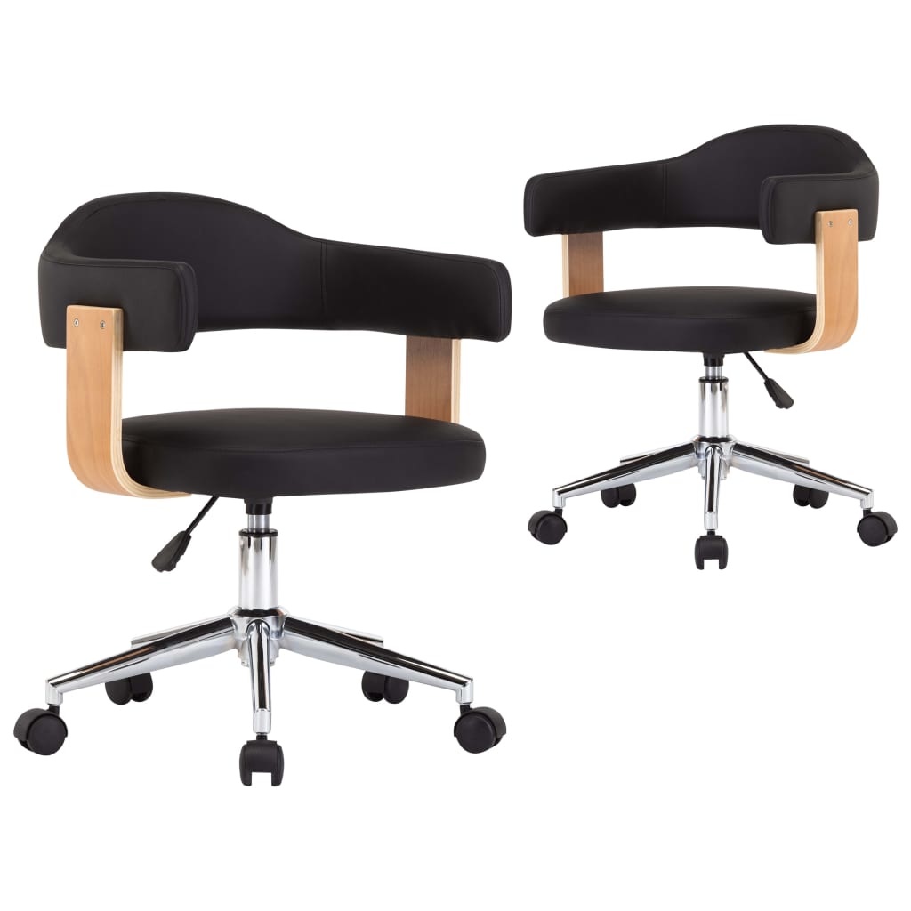 VidaXL Eetkamerstoelen draaibaar 2 st kunstleer zwart
