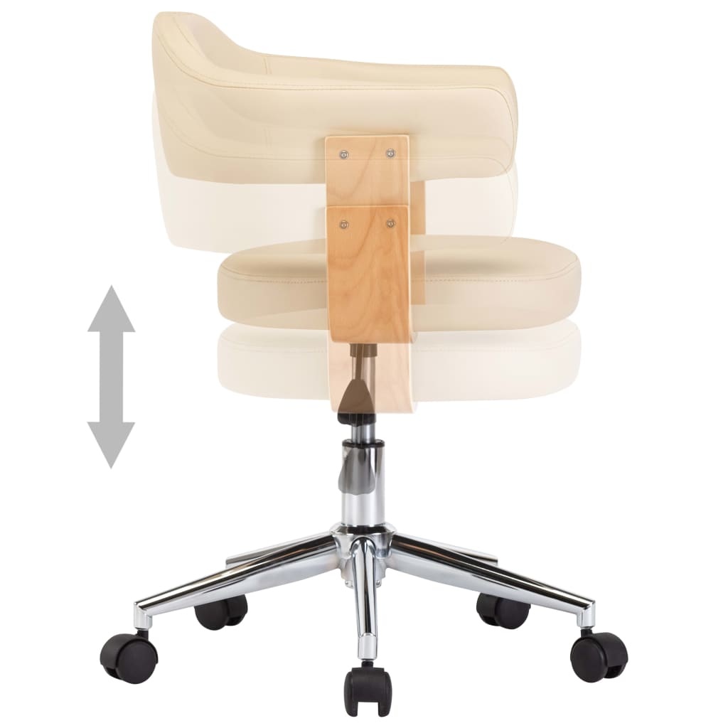 VidaXL Eetkamerstoelen draaibaar 4 st kunstleer crème