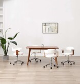 VidaXL Eetkamerstoelen draaibaar 4 st gebogen hout en kunstleer wit