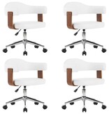 VidaXL Eetkamerstoelen draaibaar 4 st gebogen hout en kunstleer wit