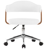 VidaXL Eetkamerstoelen draaibaar 4 st gebogen hout en kunstleer wit