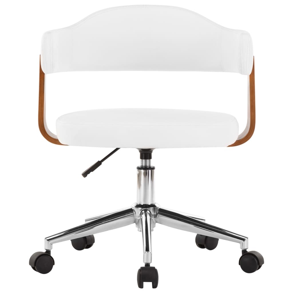 VidaXL Eetkamerstoelen draaibaar 4 st gebogen hout en kunstleer wit