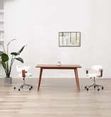 VidaXL Eetkamerstoelen draaibaar 2 st gebogen hout en kunstleer wit