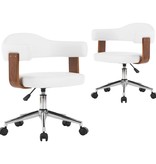 VidaXL Eetkamerstoelen draaibaar 2 st gebogen hout en kunstleer wit