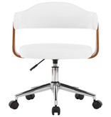 VidaXL Eetkamerstoelen draaibaar 2 st gebogen hout en kunstleer wit
