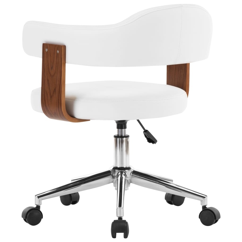 VidaXL Eetkamerstoelen draaibaar 2 st gebogen hout en kunstleer wit