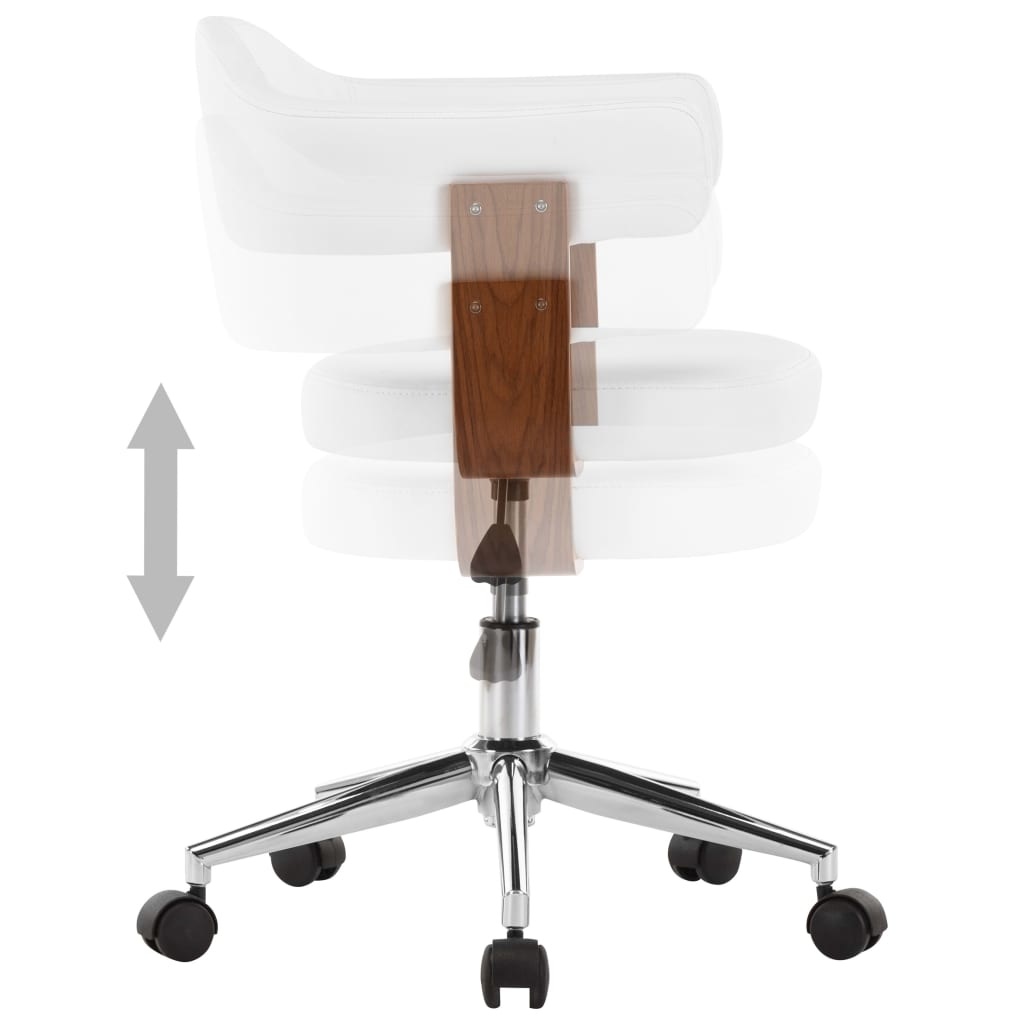 VidaXL Eetkamerstoelen draaibaar 2 st gebogen hout en kunstleer wit