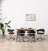VidaXL Eetkamerstoelen draaibaar 6 st gebogen hout en kunstleer zwart