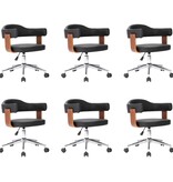 VidaXL Eetkamerstoelen draaibaar 6 st gebogen hout en kunstleer zwart
