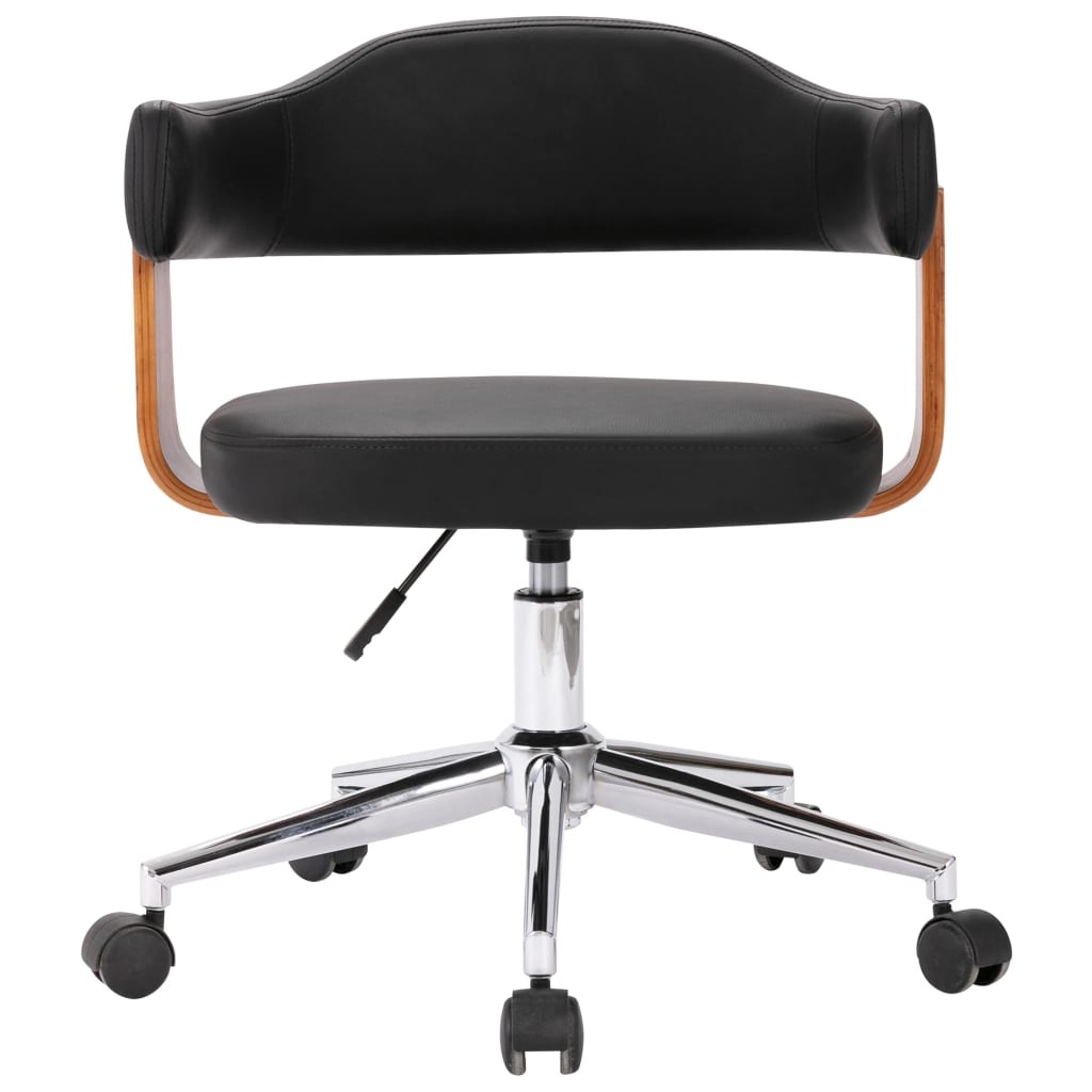 VidaXL Eetkamerstoelen draaibaar 6 st gebogen hout en kunstleer zwart