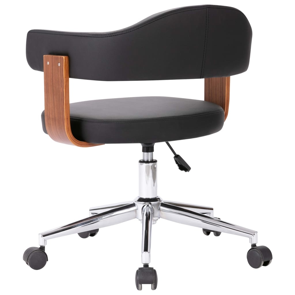 VidaXL Eetkamerstoelen draaibaar 6 st gebogen hout en kunstleer zwart