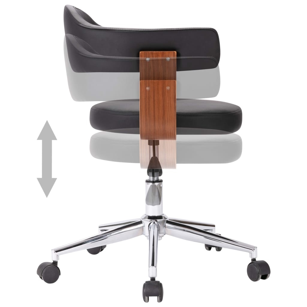 VidaXL Eetkamerstoelen draaibaar 6 st gebogen hout en kunstleer zwart