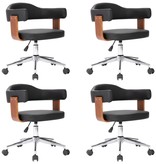 VidaXL Eetkamerstoelen draaibaar 4 st gebogen hout en kunstleer zwart