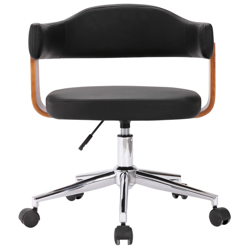 VidaXL Eetkamerstoelen draaibaar 4 st gebogen hout en kunstleer zwart