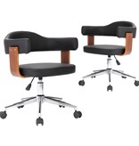 VidaXL Eetkamerstoelen draaibaar 2 st gebogen hout en kunstleer zwart