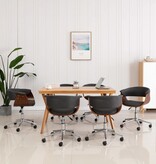 VidaXL Eetkamerstoelen draaibaar 6 st stof grijs