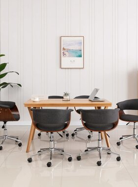 VidaXL Eetkamerstoelen draaibaar 6 st stof grijs