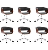 VidaXL Eetkamerstoelen draaibaar 6 st stof grijs