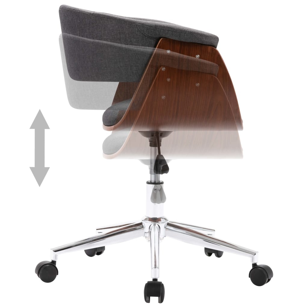 VidaXL Eetkamerstoelen draaibaar 6 st stof grijs