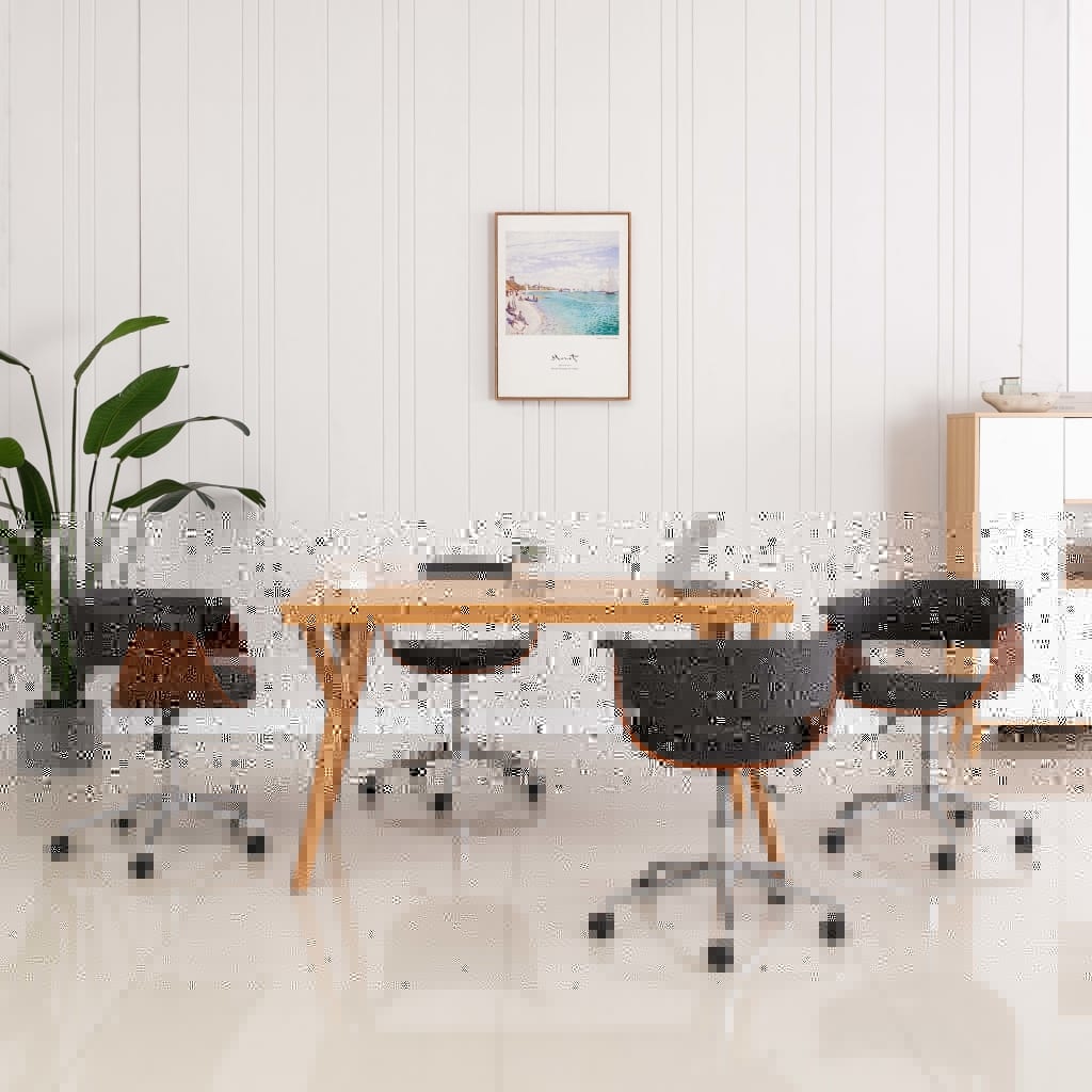 VidaXL Eetkamerstoelen draaibaar 4 st stof grijs