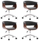 VidaXL Eetkamerstoelen draaibaar 4 st stof grijs