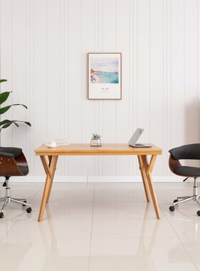 VidaXL Eetkamerstoelen draaibaar 2 st stof grijs