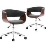 VidaXL Eetkamerstoelen draaibaar 2 st stof grijs