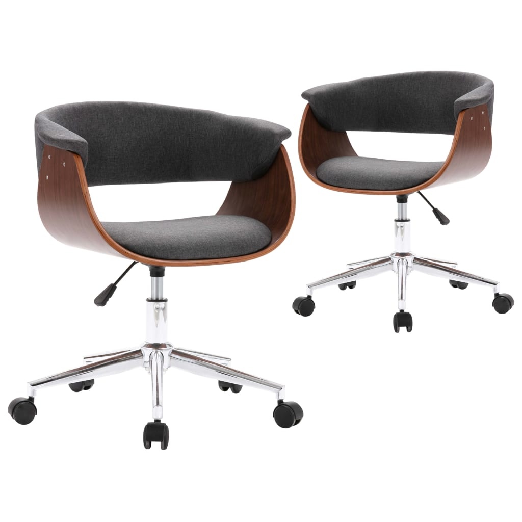 VidaXL Eetkamerstoelen draaibaar 2 st stof grijs