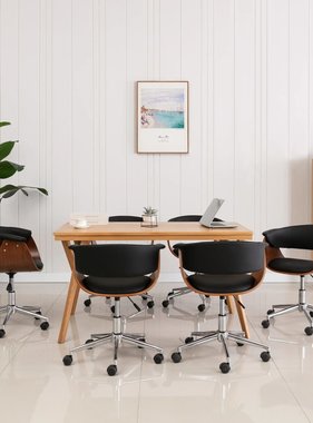 VidaXL Eetkamerstoelen draaibaar 6 st kunstleer zwart