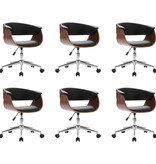 VidaXL Eetkamerstoelen draaibaar 6 st kunstleer zwart