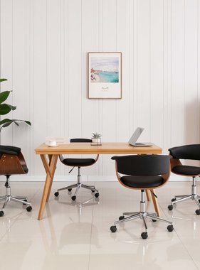 VidaXL Eetkamerstoelen draaibaar 4 st kunstleer zwart