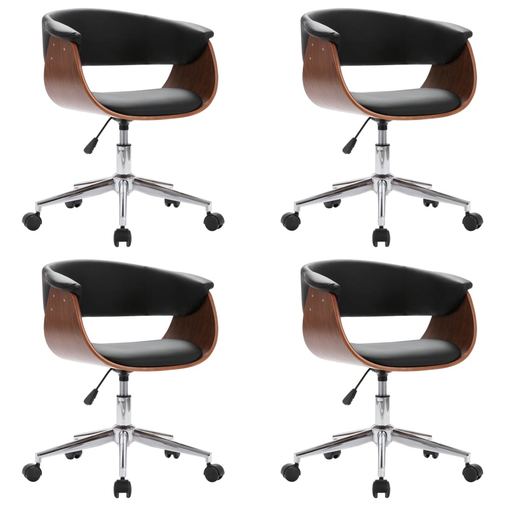 VidaXL Eetkamerstoelen draaibaar 4 st kunstleer zwart